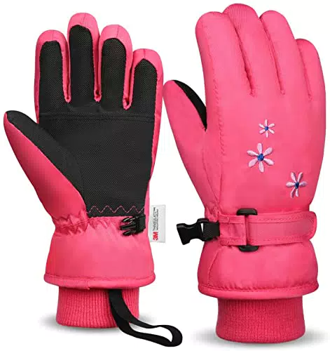 7-Mi Kinder Winter wärmste thermische wasserdichte Snowboard Skihandschuhe für Jungen Mädchen Kinder 3M Thinsulate TPU Membrane für 6 bis 8 Jahre alt