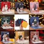 8 Stück 3D Weihnachtskarten Pop-Up Karte Weihnachten Set mit Umschlag und Aufkleber lustig 3d grußkarten weihnachten Lebkuchenmann Santa für Familie Freunde