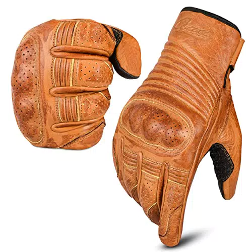 aaasportx Motorrad Handschuhe Herr Leder mit Touchscreen Funktion - Protektoren Motorradhandschuhe Herren & Damen für Sommer vollfinger Leder Handschuhe mit rutschfesten Pads schwarz
