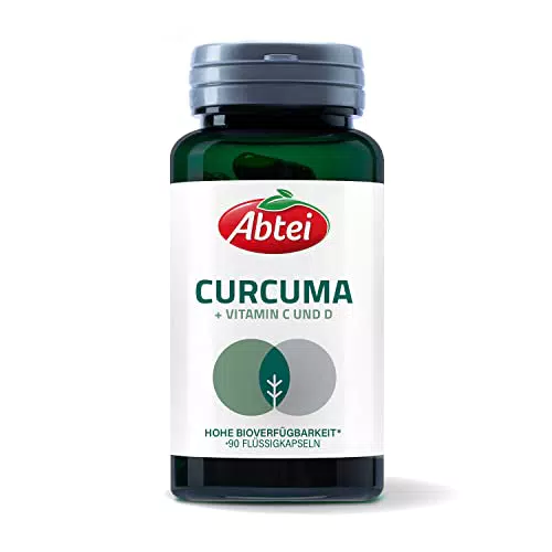 Abtei Nature & Science Curcuma - mit Vitamin C und D - Premium Flüssigkerntechnologie -185 x höhere Bioverfügbarkeit - hochdosiert und laborgeprüft