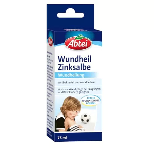 Abtei Wundheil Zinksalbe - Salbe mit Zink zur Wundheilung - antibakteriell und entzündungshemmend - auch für Babys und Kleinkinder geeignet - 75 ml