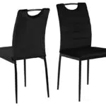 AC Design Furniture Drew Gepolsterte Samt-Esszimmerstühle 4er-Set mit Schwarzem Stoff und Schwarzen Metallbeinen