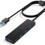 Aceele USB Hub 3.0 mit verlängertem 120cm Kabel, Ultra dünn USB Hub auf 4 USB 3.0 verlängerung
