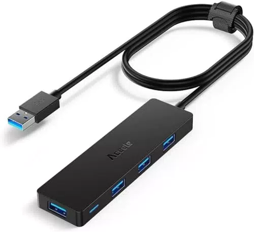 Aceele USB Hub 3.0 mit verlängertem 120cm Kabel, Ultra dünn USB Hub auf 4 USB 3.0 verlängerung