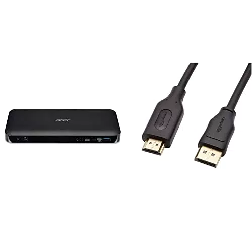 Acer USB Type-C Dock III schwarz & Amazon Basics DisplayPort auf HDMI Kabel mit vergoldeten Steckern 1