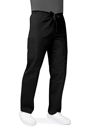 Adar Universal Unisex Pflegebekleiung - lockere Hose mit Kordelzug - 504 - Black -