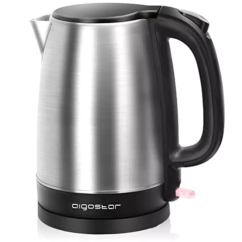 Aigostar Wasserkocher Edelstahl 1, 7 L, 2200W Elektrischer Wasserkocher mit Kalkfilter