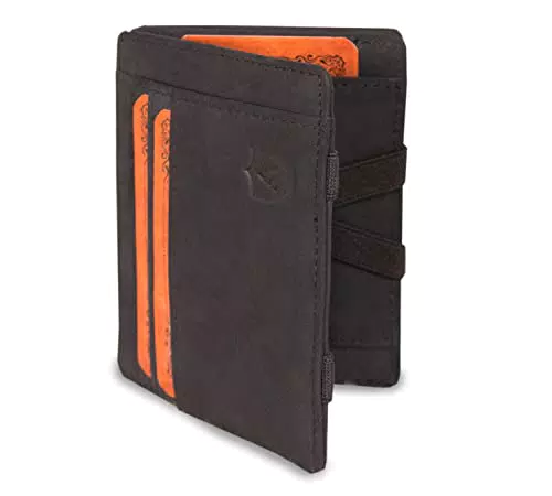 Alcube Geldbörse Magic Wallet I Das Original Nappaleder mit Geschenkbox I RFID Geldbeutel Slim Wallet für Herren & Damen für 8 Karten und Münzfach