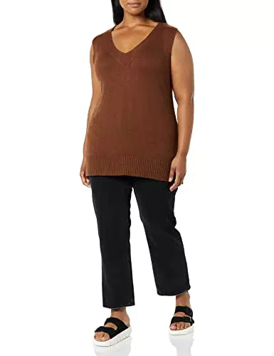 Amazon Essentials Damen Ultraweicher Pullunder, Schokoladenbraun Meliert
