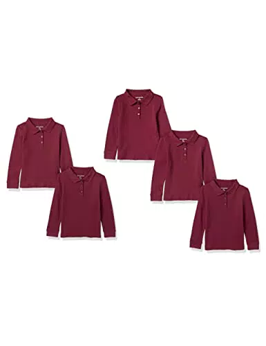 Amazon Essentials Mädchen Einheitliche Interlock-Poloshirts mit Langen Ärmeln
