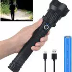 Amzyigou LED-Taschenlampe 90000 Lumen Extrem Helle, P70.2 LED Aufladbare USB Taschenlampe