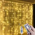 Anpro LED USB Lichtervorhang 3m x 3m, 300 LEDs USB Lichterkettenvorhang mit 8 Lichtmodelle für Partydekoration deko schlafzimmer