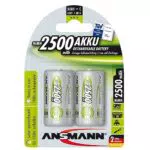 ANSMANN Akku C 2500 mAh NiMH 1, 2 V - Baby C Batterien wiederaufladbar