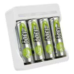 ANSMANN Akku Ladegerät AA AAA für 1-4 NiMH Akkus Basic 4 Ladegerät mit Akkus - Akkuladegerät mit Timer & automatischer Abschaltung für wiederaufladbare Batterien inkl. 4 Mignon AA Accus 1300mAh