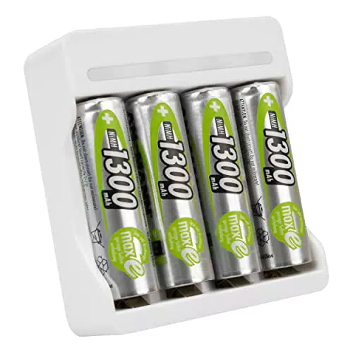 ANSMANN Akku Ladegerät AA AAA für 1-4 NiMH Akkus Basic 4 Ladegerät mit Akkus - Akkuladegerät mit Timer & automatischer Abschaltung für wiederaufladbare Batterien inkl. 4 Mignon AA Accus 1300mAh