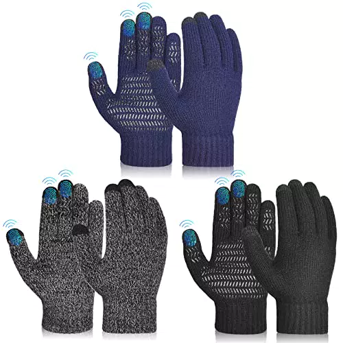 AOTOW Handschuhe Kinder Winter Fingerhandschuhe Touchscreen: Warm Winterhandschuhe Fahrradhandschuhe Thermo Strick Kinderhandschuhe Winddichte Laufhandschuhe für Sport 4-6 Jahre Jungen Mädchen