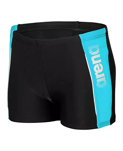 arena Boy's B Thrice JR Short R Swim Trunks, Black-Turquoise-White