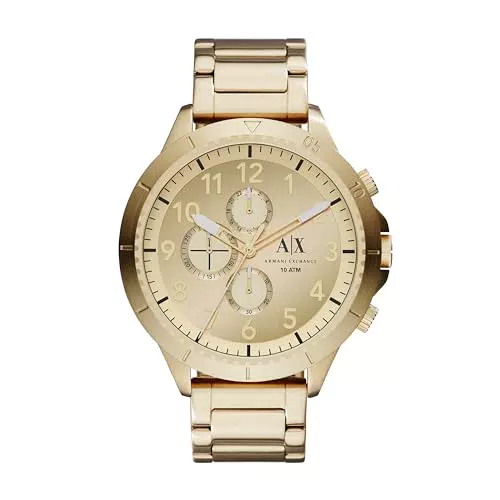 Armani Exchange Herrenuhr Chronograph Edelstahl goldfarben