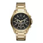 Armani Exchange Herrenuhr, Chronographenwerk, 44mm GoldEdelstahlgehäuse mit Edelstahlarmband