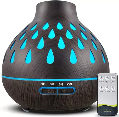 Aroma Diffuser für Duftöle, 500 ml Diffuser Ätherische Öle mit 7-farbigem LED-Licht