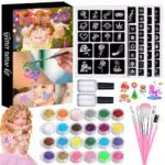 AROMUJOY Glitzer Tattoo Set Kinder, Temporäre Glitzertattoos Mädchen