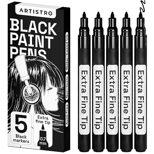 Artistro Acrylstifte Schwarz, Stifte für Steine, Felsmalerei