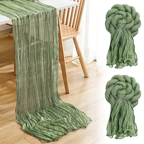 Auniq 2 Stück Seihtuch-Tischläufer 90x400cm Rustikaler Gaze-Stoff Boho-oder rustikale Tischdekoration Käsetuch Tischläufer Hochzeit Romantische Hochzeit Läufer Tischdecke für Hochzeit