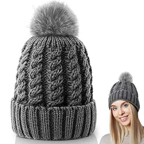 AURUZA Damen Winter Beanie Hüte, Weiche Beanie mit warmem gefütterte Mode Warme Chunky Soft Stretch Hüte