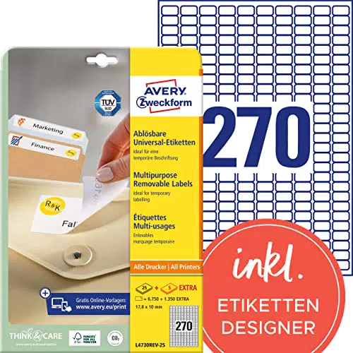 AVERY Zweckform L4730REV-25 Universal Etiketten 30 Blatt