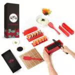 Aya Sushi Maker Kit Sushi Maker Rot Komplett mit Sushi Messer und Exklusiv Video Tutorials 11 Stück DIY Sushi Set - Einfach und Spaß für Anfänger - Sushi Rollen Maker- Maki Roll Sushi Roller