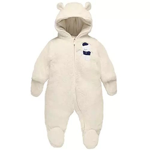 Baby Schneeanzüge Winter Overall mit Kapuze Fleece Strampler Mädchen Jungen Warm Outfits- Gr. 6-9 Monate