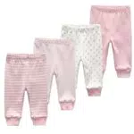 Baby Unisex Leggings Trousers Multicoloured Cotton Pants for Newborn Boys and Girls 4 Pack 0-24 Months
