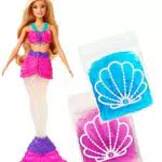Barbie GKT75 - Dreamtopia Glitzer-Slime Meerjungfrau-Puppe mit 2 Slime-Beuteln