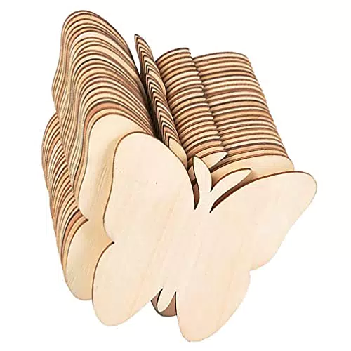 BESPORTBLE Holzscheiben Basteln Bemalen 40 Stücke Holz Blanko Schmetterlinge Holzplättchen DIY Handwerk Material Holz Scrapbooking Scheiben Holzverzierungen Dekoration