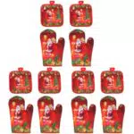 BESTonZON 12-Teiliges Weihnachts-Ofenhandschuhe-Grill-Set Baumwoll-Dekor Kuchen-Dekoration Feiertags-Topflappen Krippen-Dekor Weihnachts-Backhandschuhe Weihnachts-Dekor