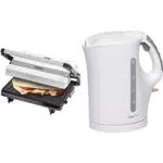 Bestron Kontaktgrill mit Auffangschale, Sandwichmaker mit Cool-Touch-Handgriff