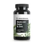 Biotin + Selen + Zink für Haut, Haare & Nägel - 365 vegane Tabletten - Ohne Magnesiumstearat