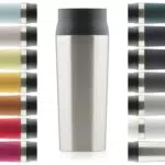 Blumtal Thermobecher 350 ml - Kaffeebecher to go aus Edelstahl - auslaufsicherer Isolierbecher kalt/heiß - Mug mit 360° Trinköffnung - Thermosbecher mit Quick-Press-Verschluss - Coffee Mug - Silber