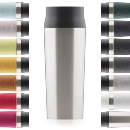 Blumtal Thermobecher 350 ml - Kaffeebecher to go aus Edelstahl - auslaufsicherer Isolierbecher kalt/heiß - Mug mit 360° Trinköffnung - Thermosbecher mit Quick-Press-Verschluss - Coffee Mug - Silber