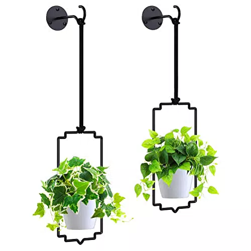 Bomclap Hängeblumentopf, 2 Stück Hängende Blumentopf für Innen- und Außenpflanzen mit Haken aus Metall & Melamin Blumentopf