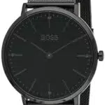 BOSS Analog Quarzuhr für Herren mit Schwarzes Edelstahl-Mesh-Gliederarmband - 1513542