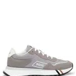 BOSS Herren Jonah Runn Sneakers aus verschiedenen Materialien mit charakteristischem Streifen-Detail Grau 39 Größe 39