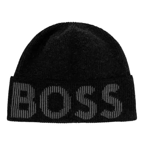 BOSS Herren Mütze Strickmütze Lamico Hat, Farbe:Schwarz