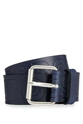 BOSS Herren Serge Sz40 Gürtel aus italienischem Leder mit Logo-Prägung auf dem Riemen Dunkelblau 100