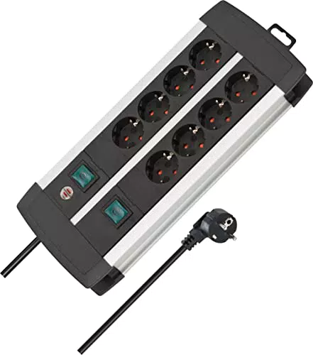 Brennenstuhl Premium-Alu-Line Steckdosenleiste 8-Fach/Mehrfachsteckdose aus hochwertigem Aluminium