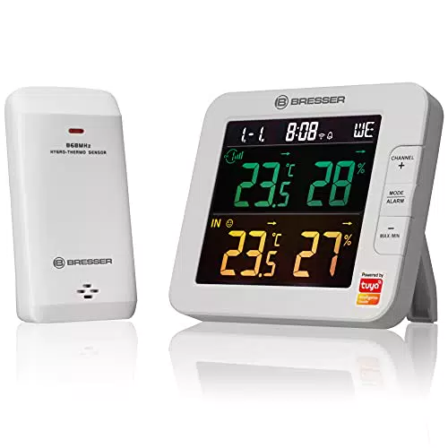Bresser WLAN Smart Home 7-Kanal Tuya Funk Thermometer-Hygrometer mit Außensensor