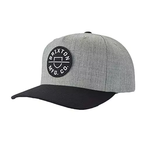 Brixton Herren Crest C MP Snbk Baseballkappe, Grau /schwarz