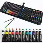 Buntstifte Zeichnen Bleistift Set, 12 Farben Aquarellfarben in Tuben mit 24 Aquarell-Buntstiften