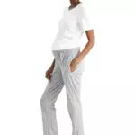 C&A Damen Pyjamahose Pyjama Unterteile Baumwolle Gepunktet hellgrau-Melange X