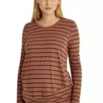 C&A Damen Streifen T-Shirt Umstandsmode Rundhalsausschnitt Langärmelig braun